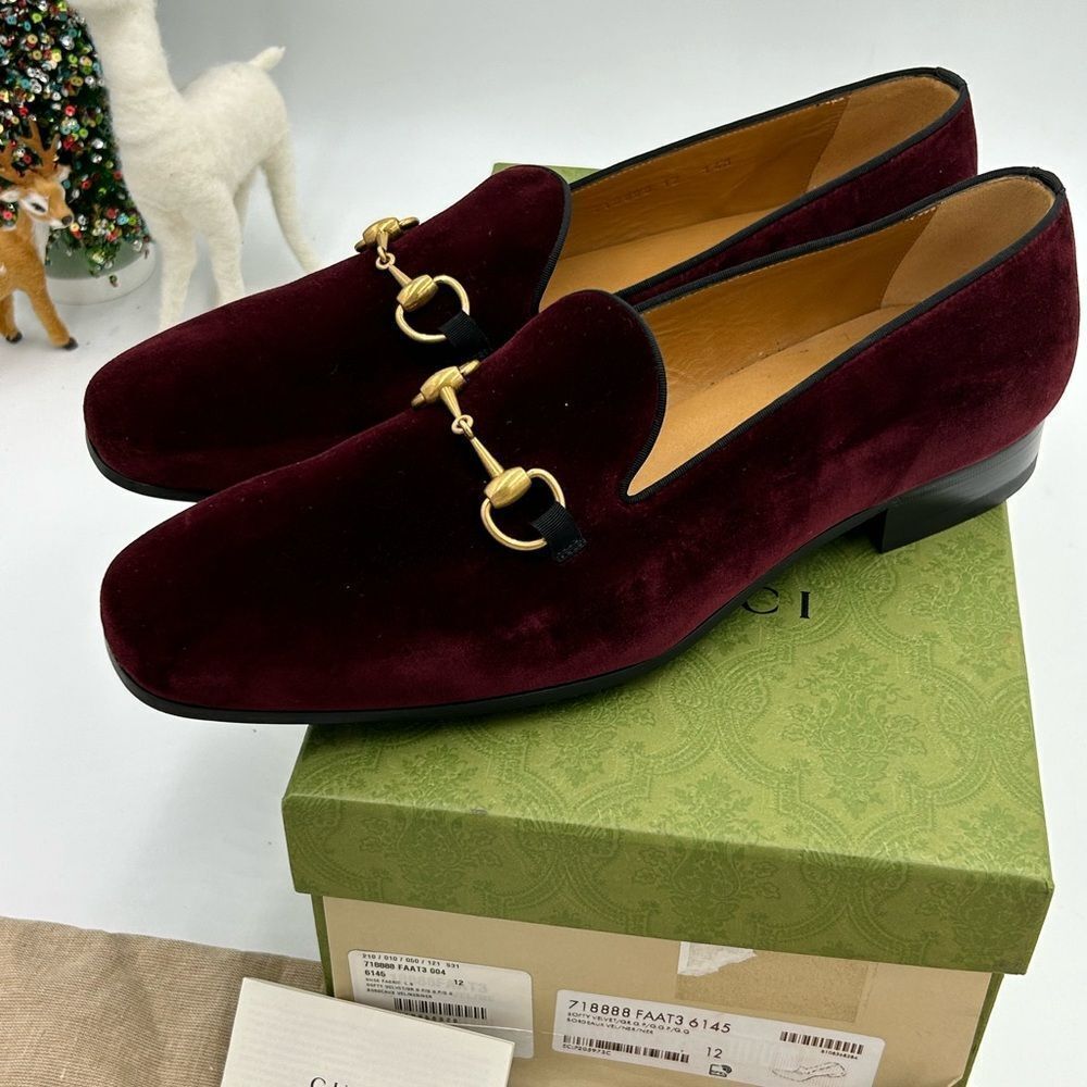 Men’s Gucci Horsebit velvet loafers size 12 fits 13 US made in Italy - Picture 2 of 12